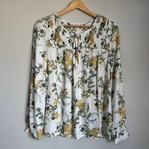 Lucky Brand Women's Top Blouse Floral Peasant Boho Cottagecore Spring